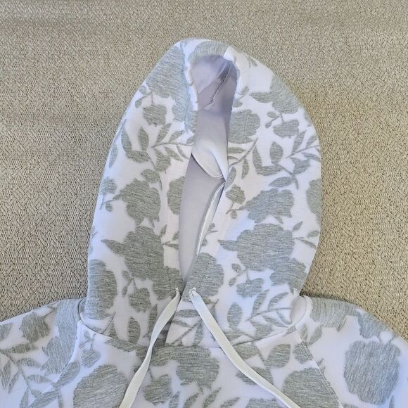 Calia Burnout Spacer Floral Gray & White Pullover Hoodie - Size Large - Picture 5 of 14